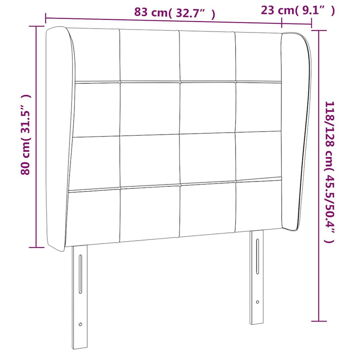 sengegavl med kanter 83x23x118/128 cm fløjl mørkegrøn