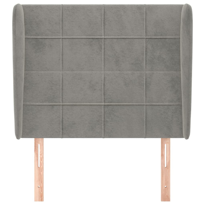 sengegavl med kanter 93x23x118/128 cm fløjl lysegrå