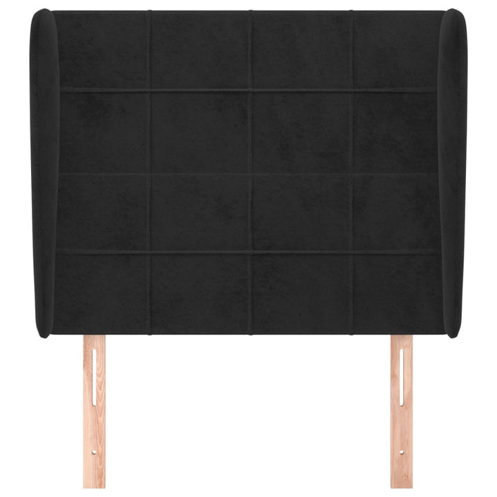 sengegavl med kanter 93x23x118/128 cm fløjl sort