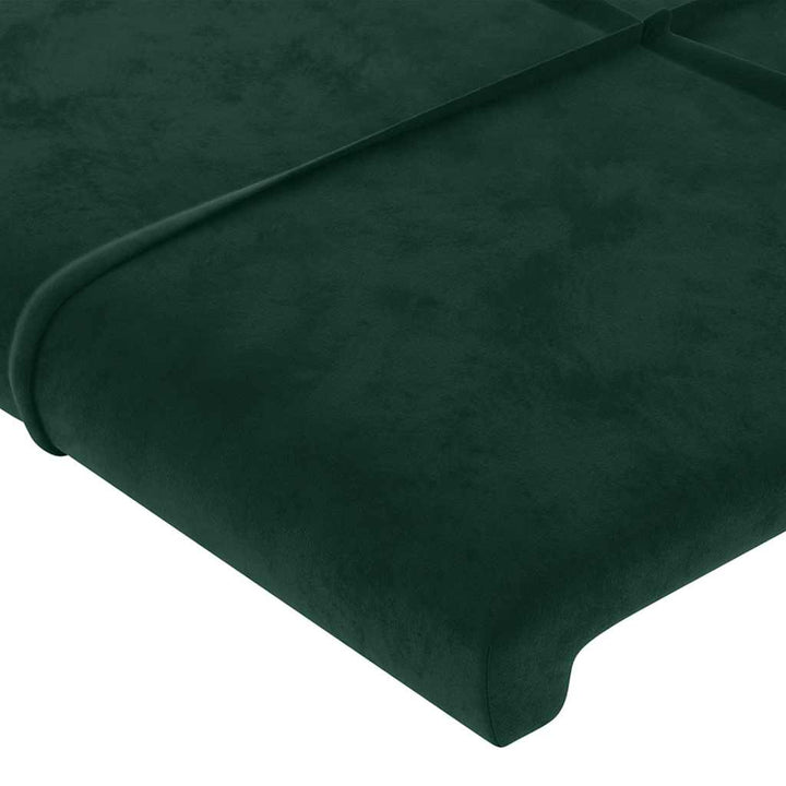 sengegavl med kanter 93x23x118/128 cm fløjl mørkegrøn