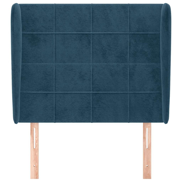 sengegavl med kanter 93x23x118/128 cm fløjl mørkeblå