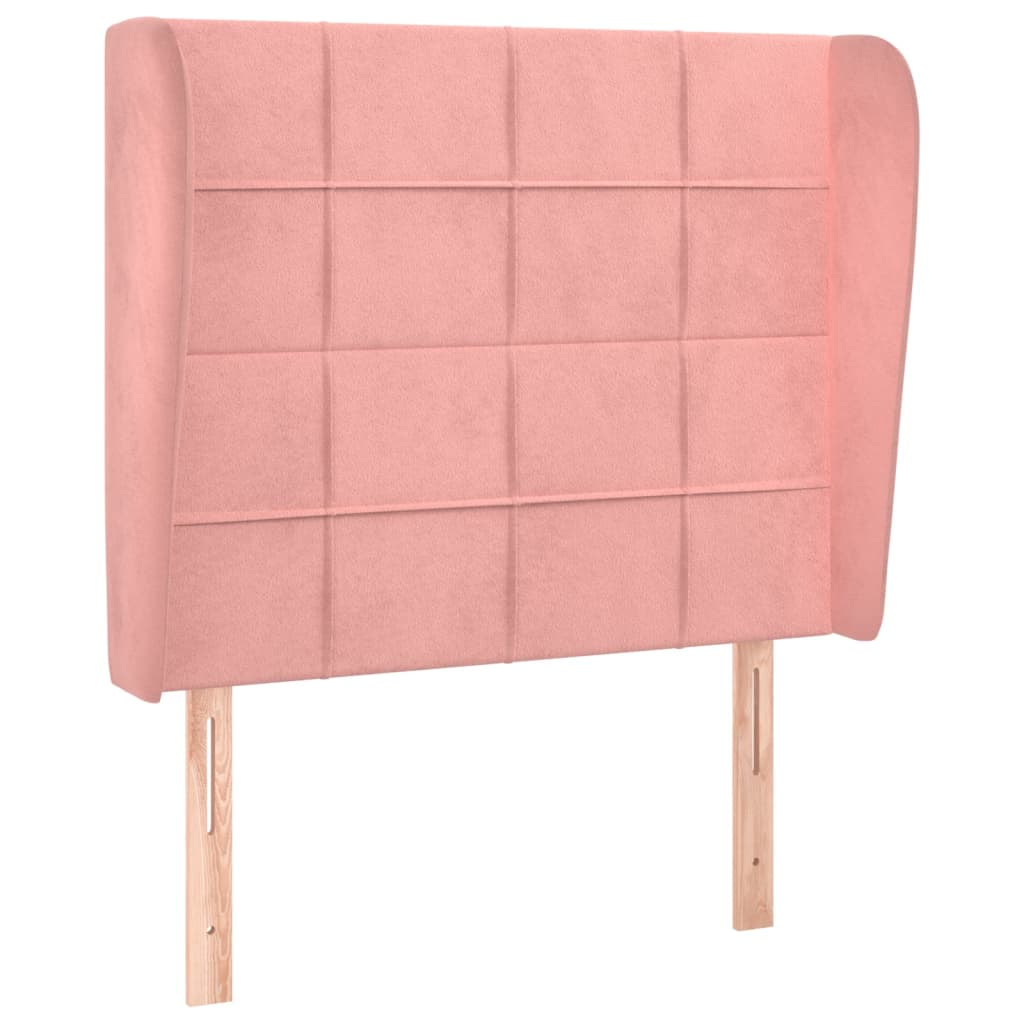 sengegavl med kanter 93x23x118/128 cm fløjl lyserød