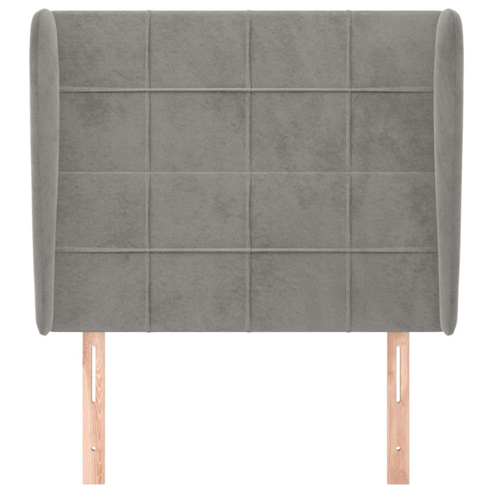 sengegavl med kanter 103x23x118/128 cm fløjl lysegrå