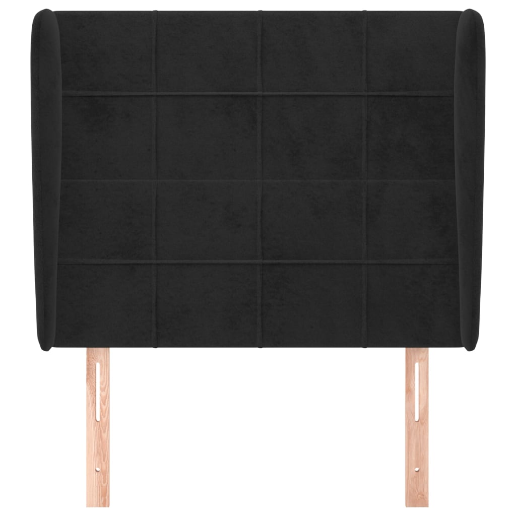sengegavl med kanter 103x23x118/128 cm fløjl sort