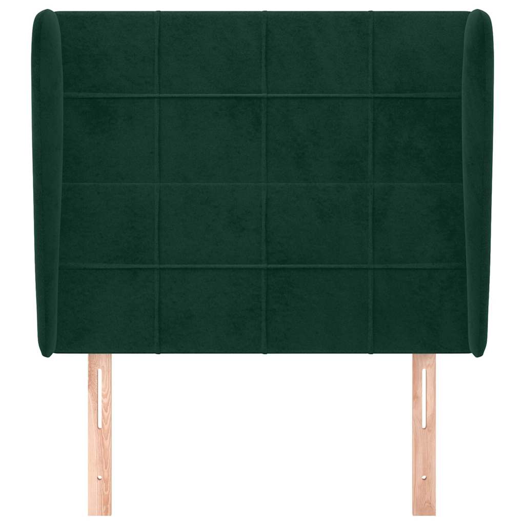 sengegavl med kanter 103x23x118/128 cm fløjl mørkegrøn