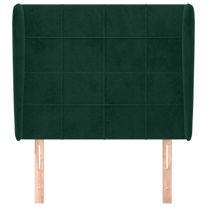 sengegavl med kanter 103x23x118/128 cm fløjl mørkegrøn
