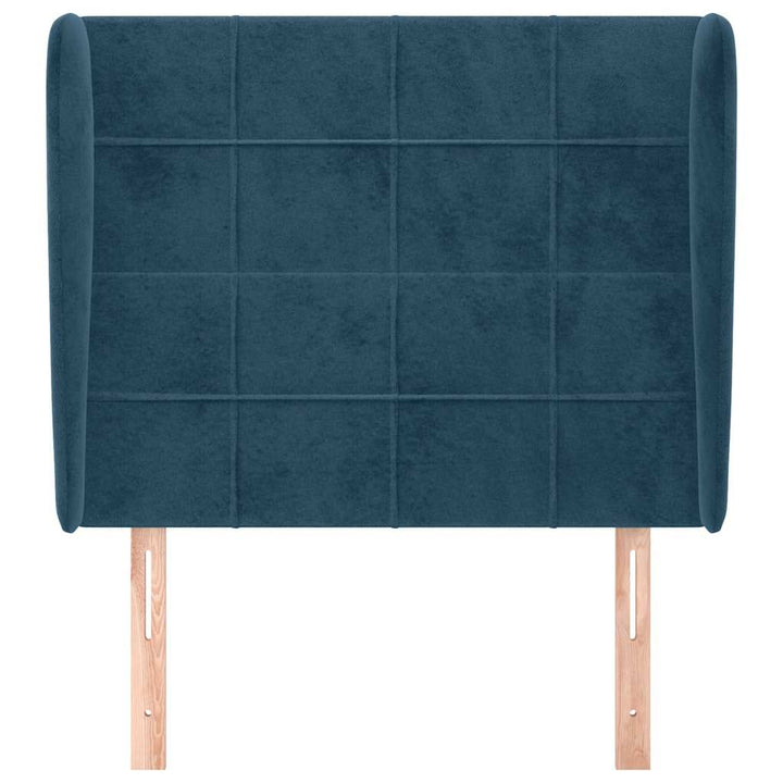 sengegavl med kanter 103x23x118/128 cm fløjl mørkeblå