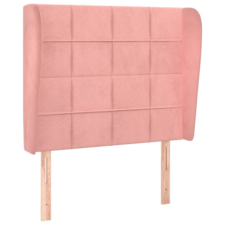 sengegavl med kanter 103x23x118/128 cm fløjl lyserød