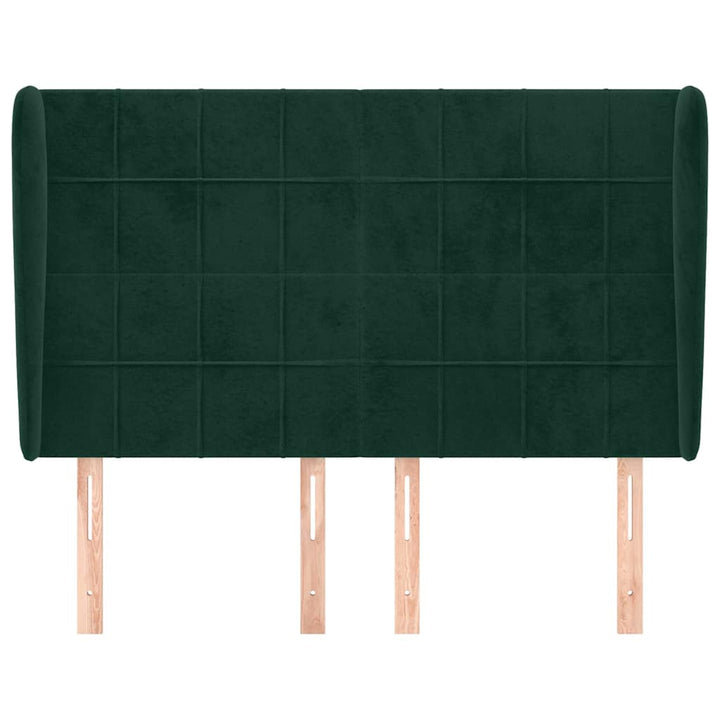 sengegavl med kanter 147x23x118/128 cm fløjl mørkegrøn