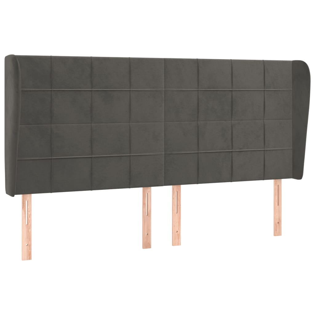 sengegavl med kanter 163x23x118/128 cm fløjl sort