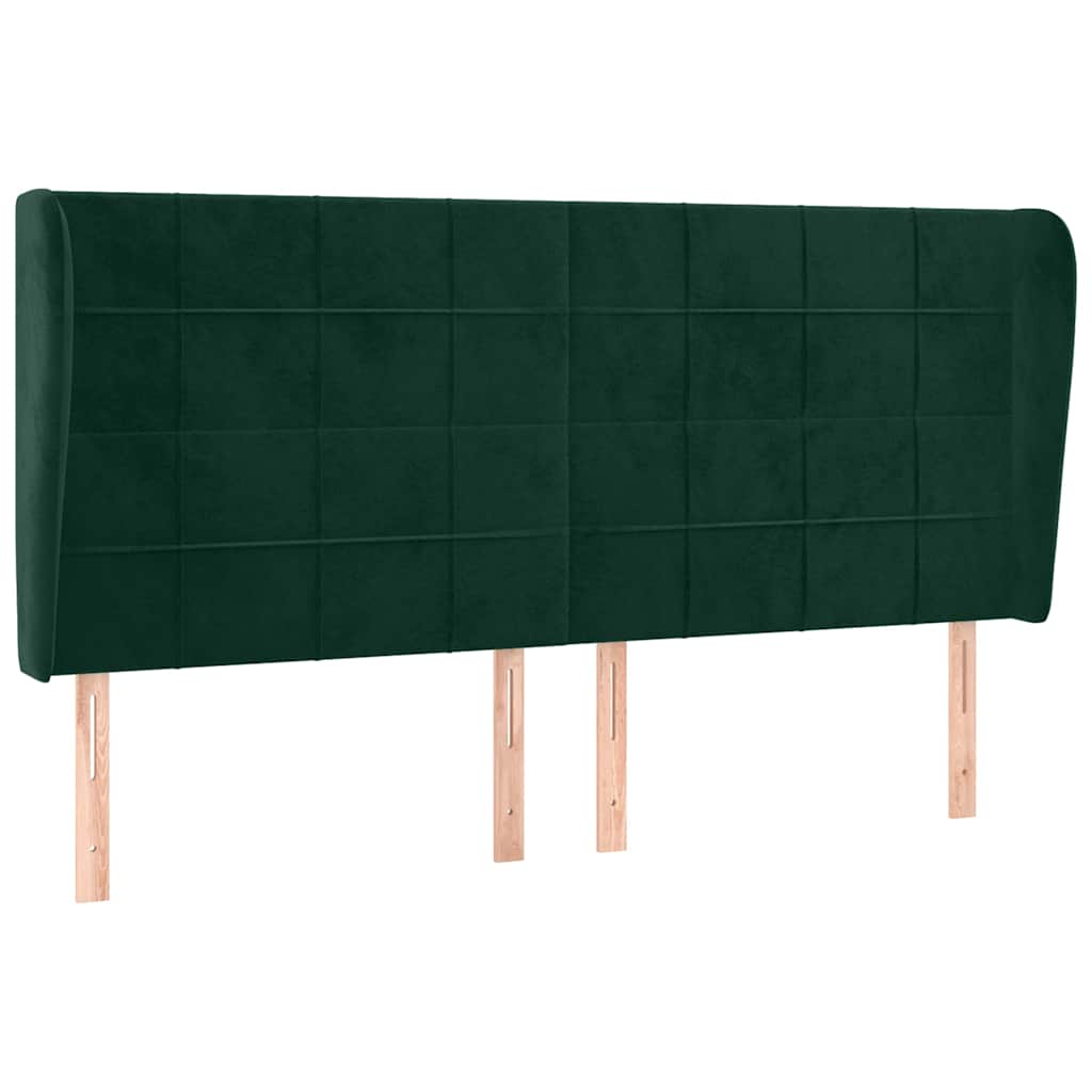 sengegavl med kanter 163x23x118/128 cm fløjl mørkegrøn