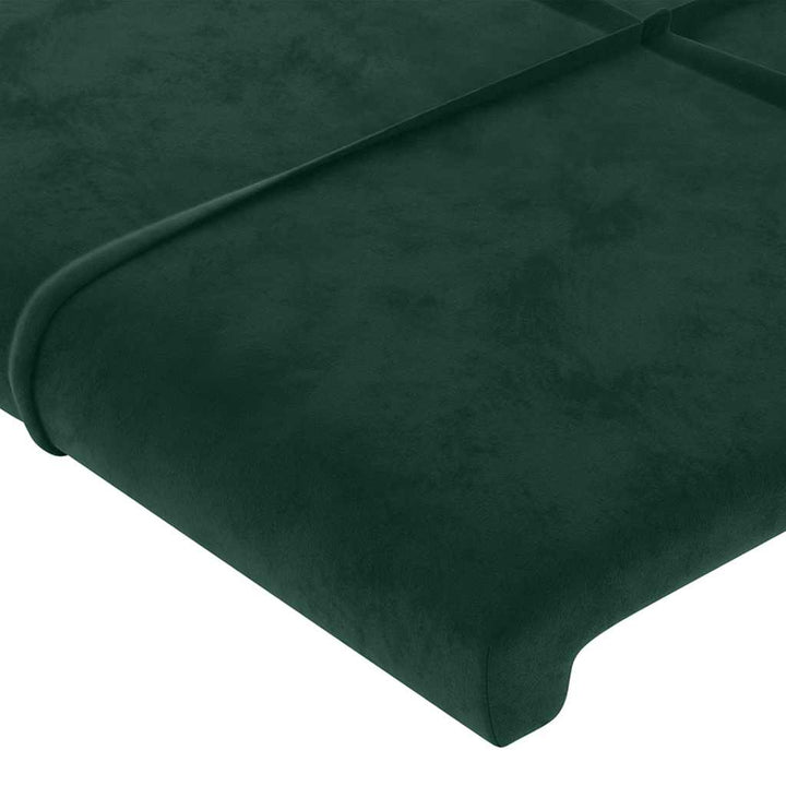 sengegavl med kanter 163x23x118/128 cm fløjl mørkegrøn