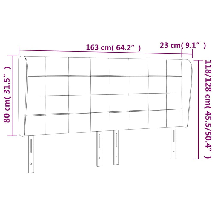 sengegavl med kanter 163x23x118/128 cm fløjl mørkegrøn