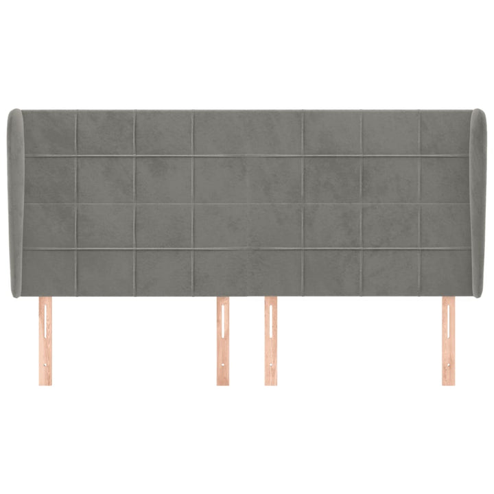 sengegavl med kanter 183x23x118/128 cm fløjl lysegrå