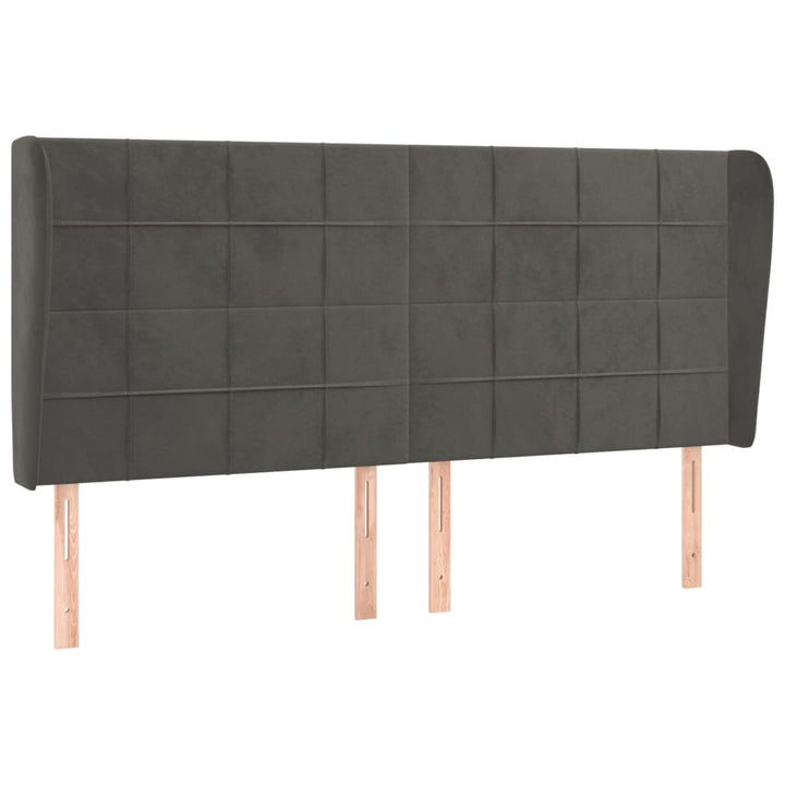 sengegavl med kanter 183x23x118/128 cm fløjl mørkegrå