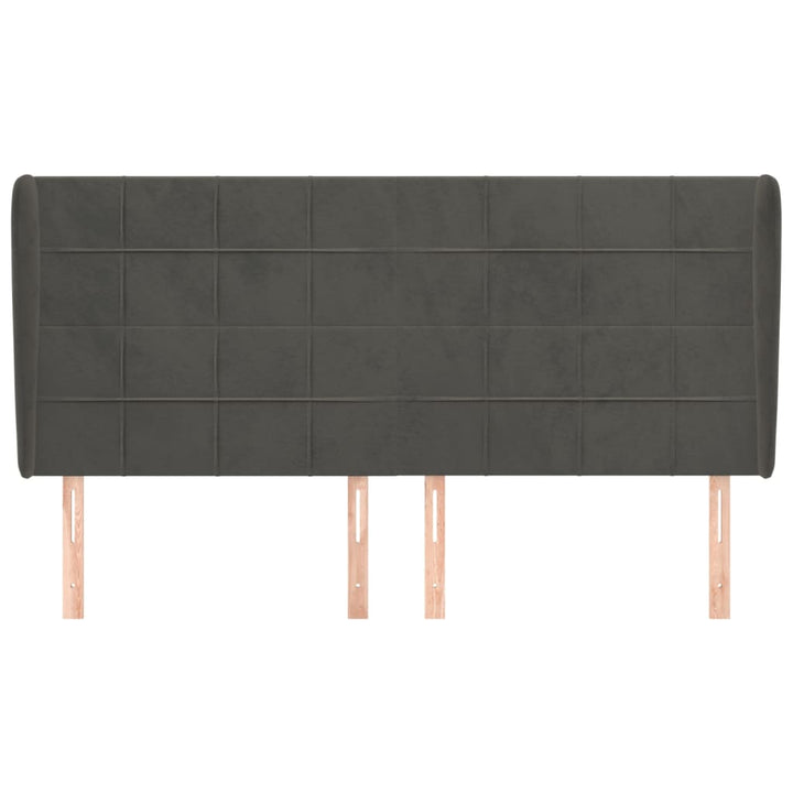 sengegavl med kanter 183x23x118/128 cm fløjl mørkegrå