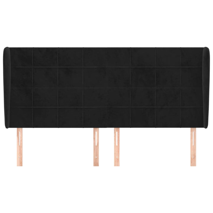 sengegavl med kanter 183x23x118/128 cm fløjl sort