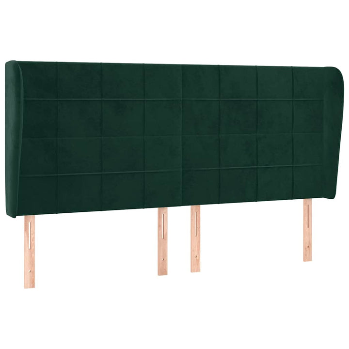 sengegavl med kanter 183x23x118/128 cm fløjl mørkegrøn