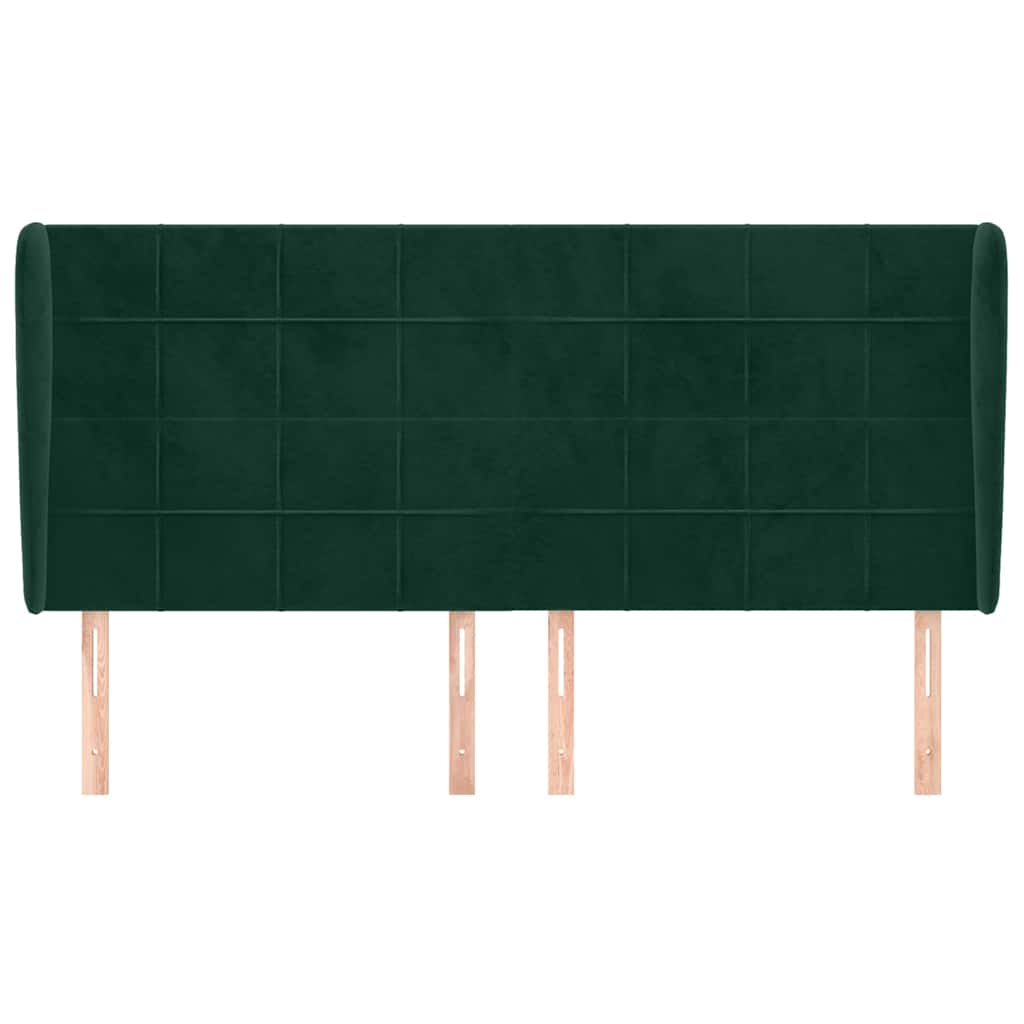 sengegavl med kanter 183x23x118/128 cm fløjl mørkegrøn