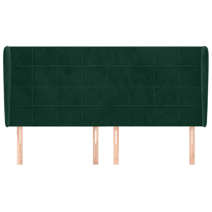 sengegavl med kanter 183x23x118/128 cm fløjl mørkegrøn