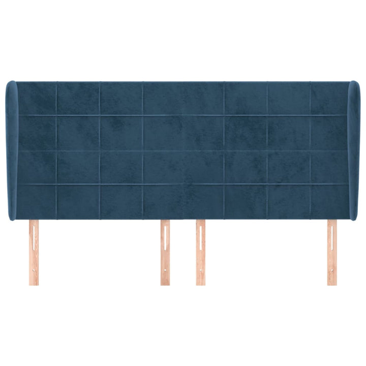 sengegavl med kanter 183x23x118/128 cm fløjl mørkeblå