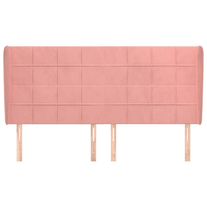 sengegavl med kanter 183x23x118/128 cm fløjl lyserød
