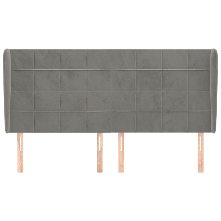sengegavl med kanter 203x23x118/128 cm fløjl lysegrå