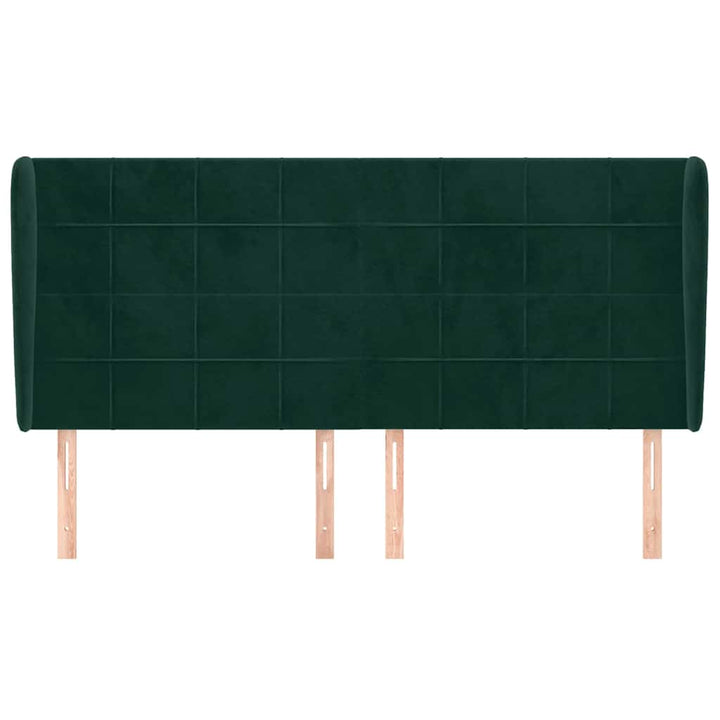 sengegavl med kanter 203x23x118/128 cm fløjl mørkegrøn
