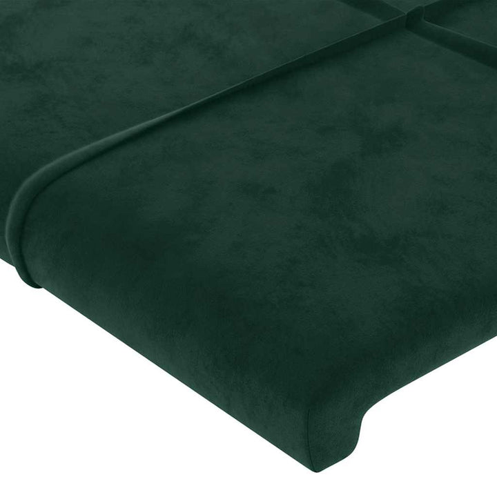 sengegavl med kanter 203x23x118/128 cm fløjl mørkegrøn