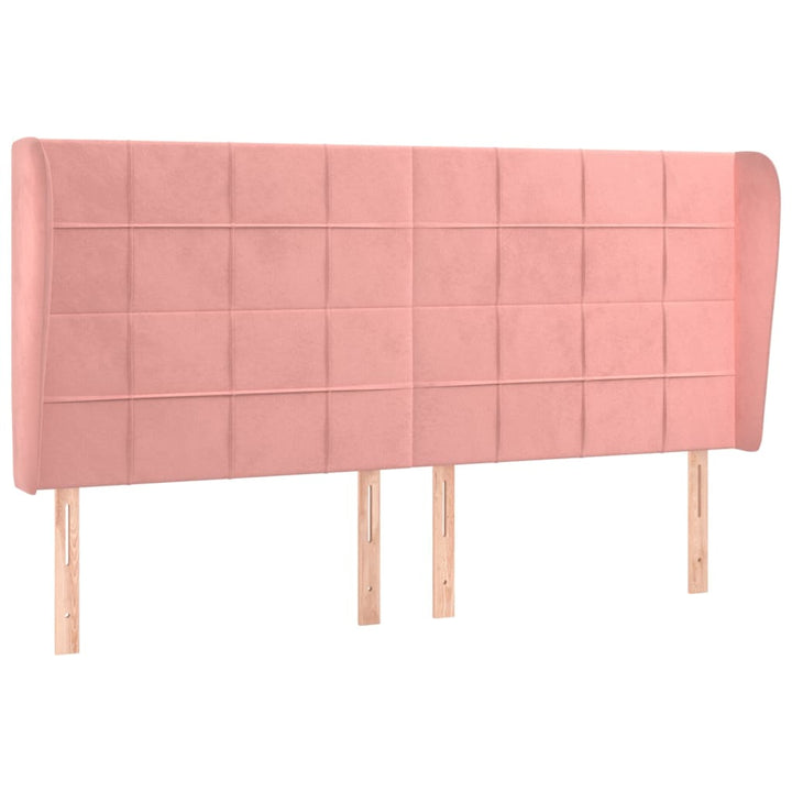 sengegavl med kanter 203x23x118/128 cm fløjl lyserød