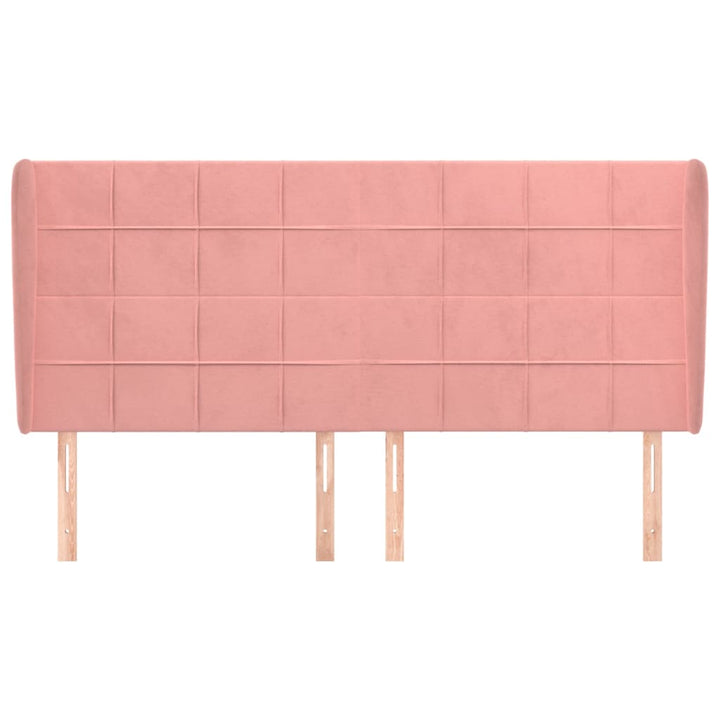 sengegavl med kanter 203x23x118/128 cm fløjl lyserød