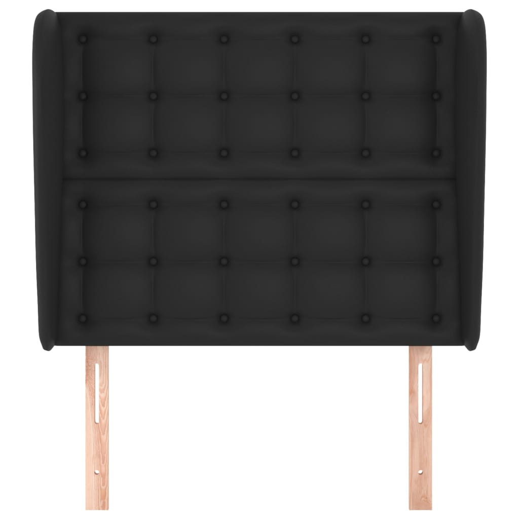 sengegavl med kanter 83x23x118/128 cm kunstlæder sort