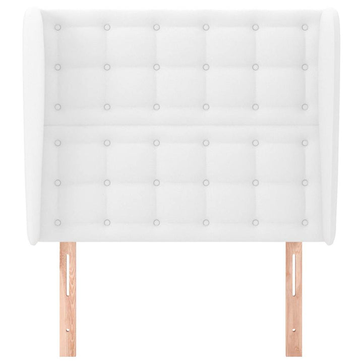 sengegavl med kanter 83x23x118/128 cm kunstlæder hvid
