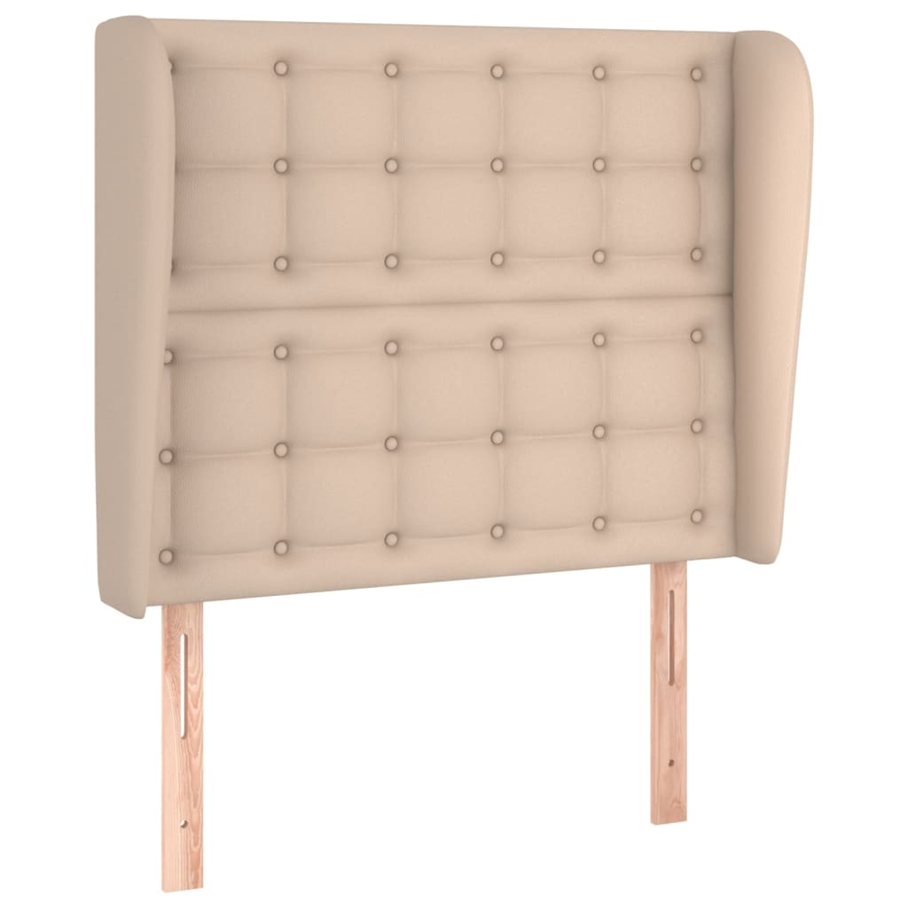 sengegavl med kanter 83x23x118/128 cm kunstlæder cappuccino