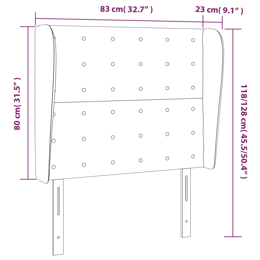 sengegavl med kanter 83x23x118/128 cm kunstlæder cappuccino