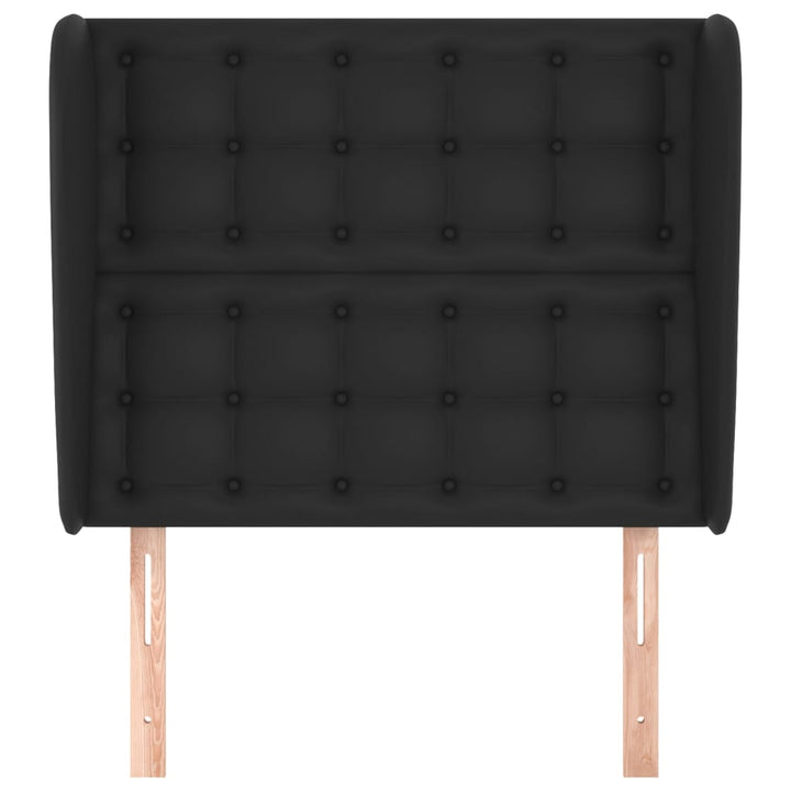 sengegavl med kanter 93x23x118/128 cm kunstlæder sort