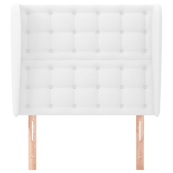 sengegavl med kanter 93x23x118/128 cm kunstlæder hvid