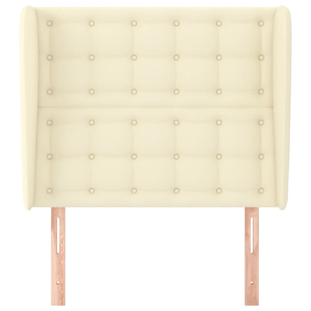 sengegavl med kanter 93x23x118/128 cm kunstlæder cremefarvet