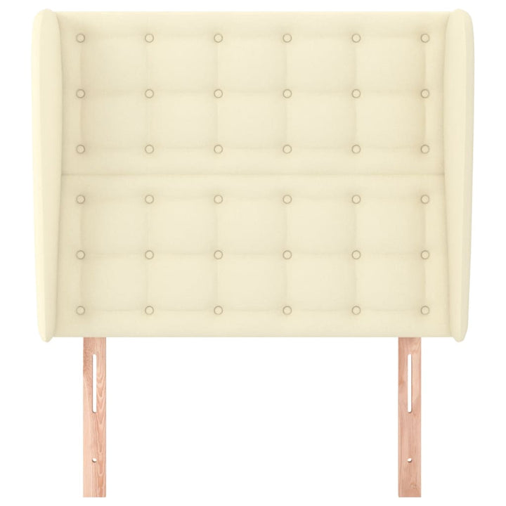 sengegavl med kanter 93x23x118/128 cm kunstlæder cremefarvet