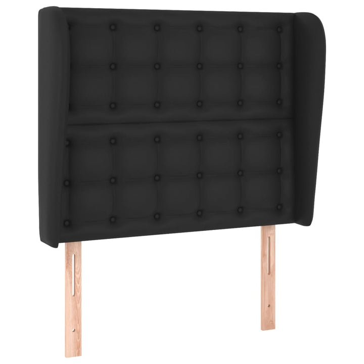 sengegavl med kanter 103x23x118/128 cm kunstlæder sort