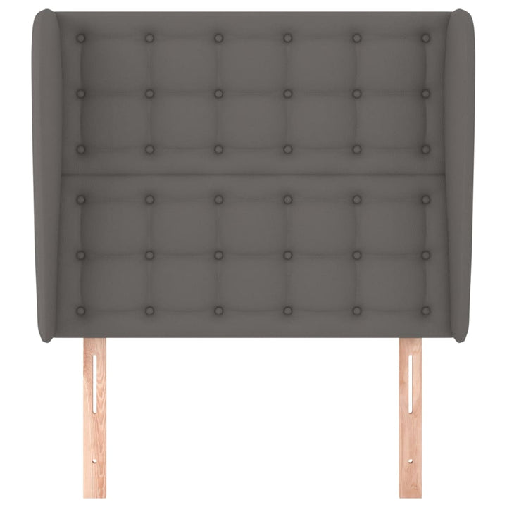 sengegavl med kanter 103x23x118/128 cm kunstlæder grå