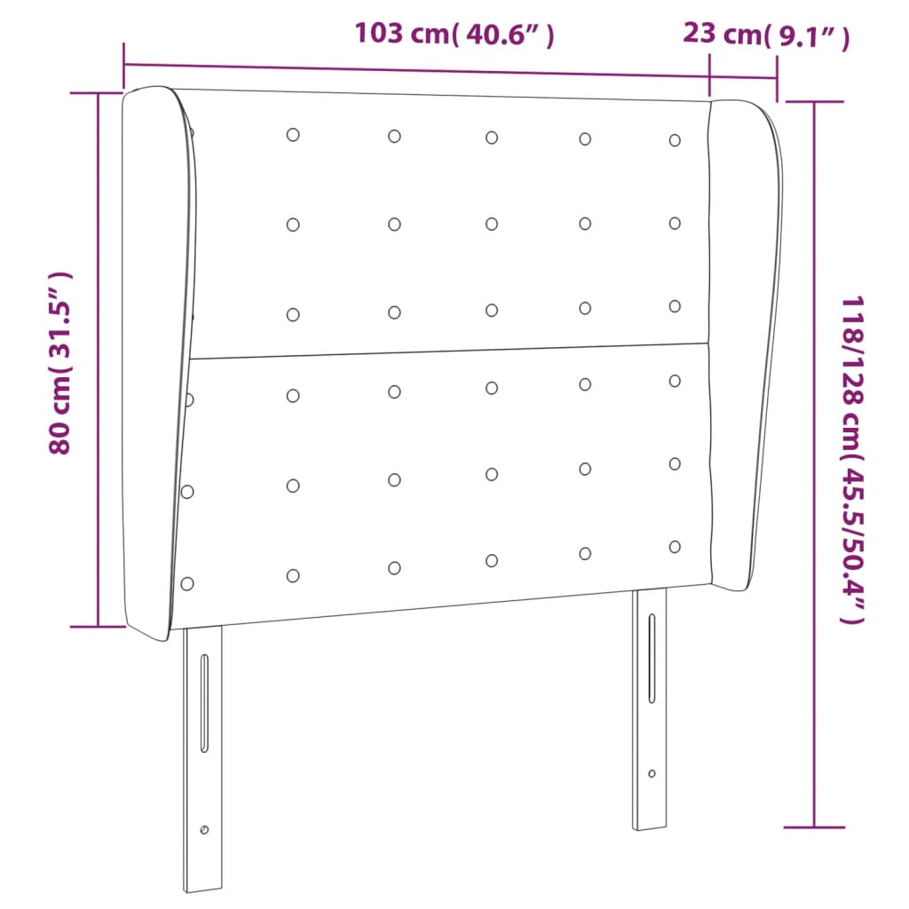 sengegavl med kanter 103x23x118/128 cm kunstlæder cappuccino