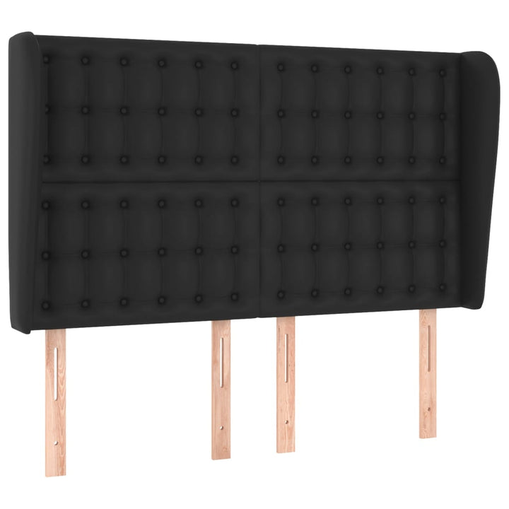 sengegavl med kanter 147x23x118/128 cm kunstlæder sort
