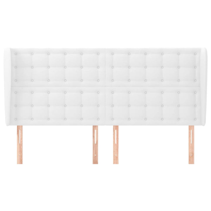 sengegavl med kanter 183x23x118/128 cm kunstlæder hvid