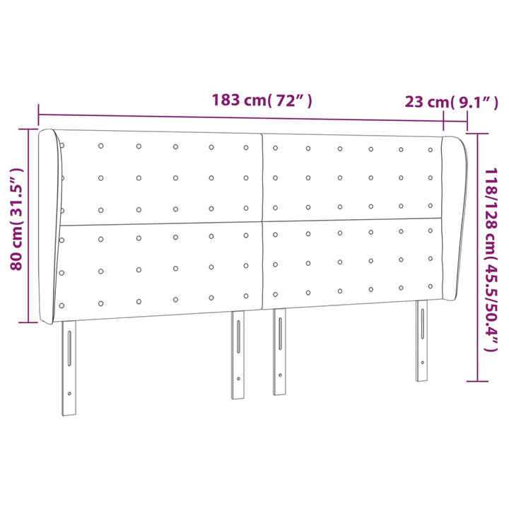 sengegavl med kanter 183x23x118/128 cm kunstlæder hvid