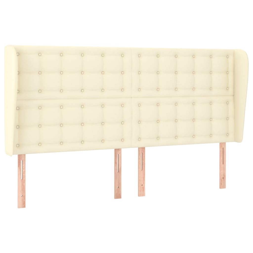 sengegavl med kanter 183x23x118/128 cm kunstlæder cremefarvet