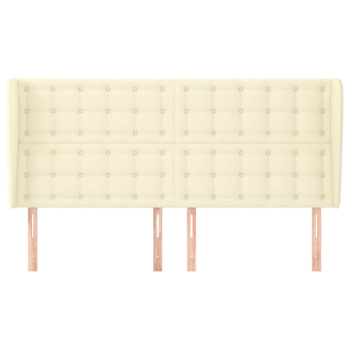 sengegavl med kanter 183x23x118/128 cm kunstlæder cremefarvet