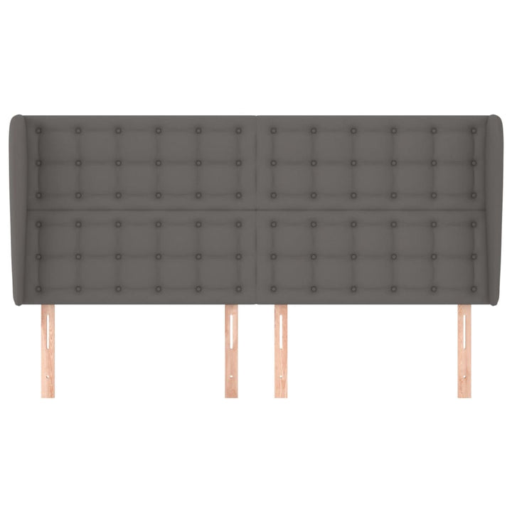 sengegavl med kanter 183x23x118/128 cm kunstlæder grå