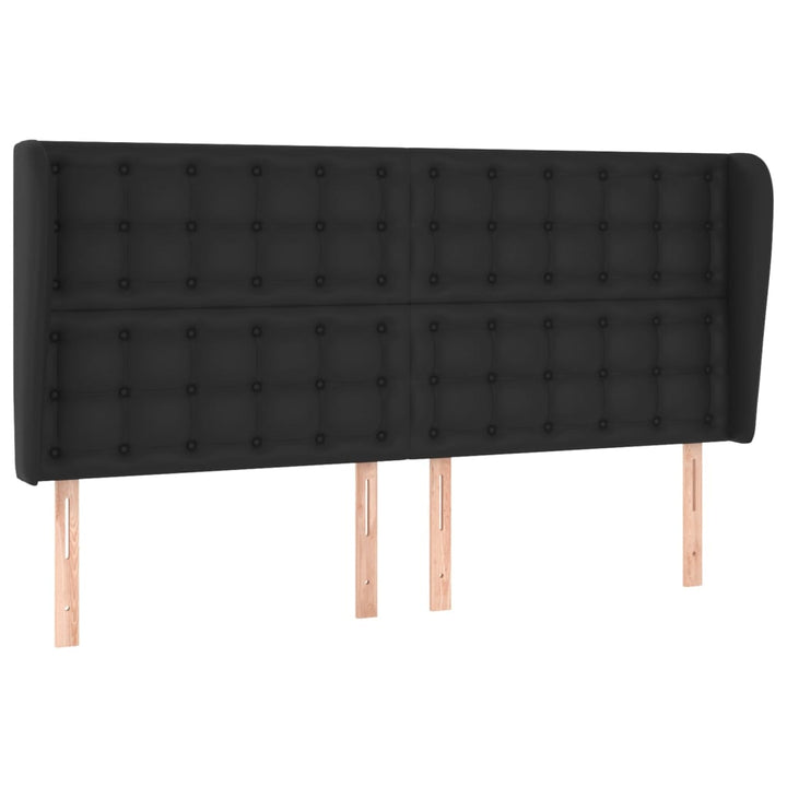 sengegavl med kanter 203x23x118/128 cm kunstlæder sort