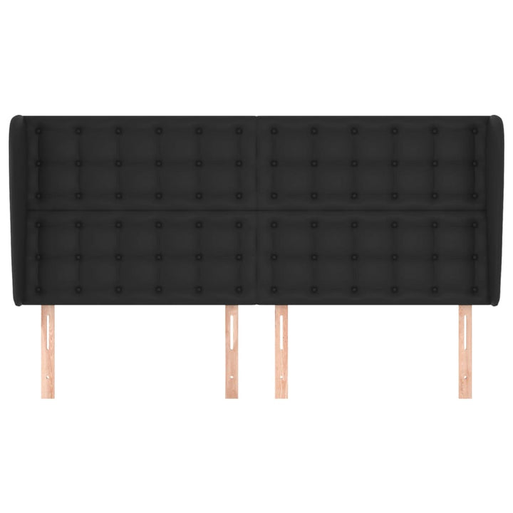 sengegavl med kanter 203x23x118/128 cm kunstlæder sort